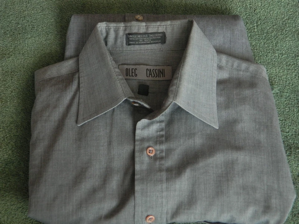 OLEG CASSINI Men's Gray long sleeve dress shirt size M Pre-Owned  Foto 1 de 1