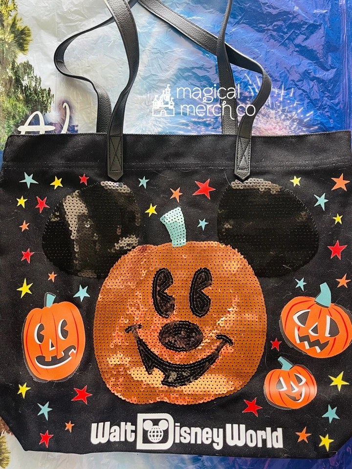 Walt Disney World Canvas Tote Bag Halloween Pumpkin Mickey Mouse