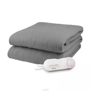 Biddeford Comfort Knit Fleece Electric Heated Warming Throw Blanket Grey - Picture 1 of 2