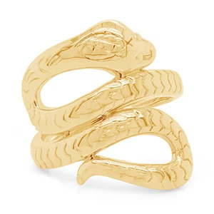 Cobra Snake Coil Wrap Around Ring 14K Yellow Gold Plated 925 Sterling Silver - Picture 1 of 9
