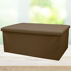 Ottoman Seat Stool Faux Leather Folding Storage Box Home Footstool Large Brown