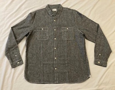Frank & Oak men's grey button down long sleeve chambray work shirt, Size XL - Image 1 of 4