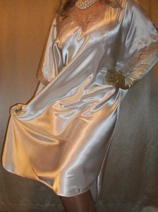 Vtg Pearl Ivory Satin Nightgown L XL Bust 40 42 - Picture 1 of 5