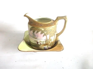 Vintage Nippon handpainted small pitcher with square handpainted saucer - Picture 1 of 14