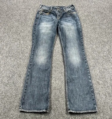 Jeans plateados Julia Flare para mujer talla 27x32 desgastados elásticos Foto 1 de 4