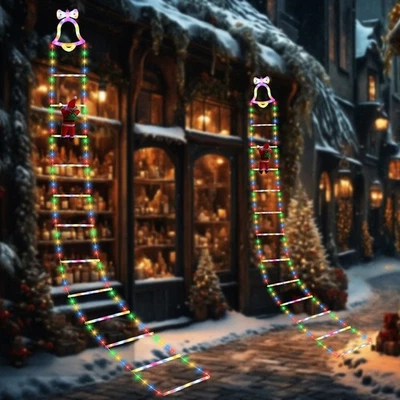 Animated LED Santa Claus Climbing Ladder Lights Outdoor Christmas Decor 1.5m/ 3m - Image 1 of 4