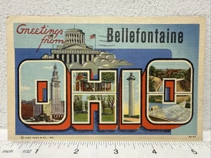 Vintage Postcard Greetings from Bellefontaine Ohio Illustration 1944 - Picture 1 of 3