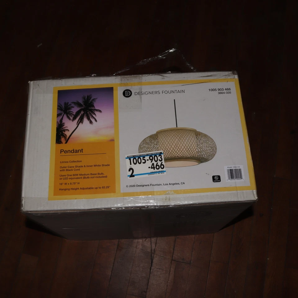 Designers Fountain Linnea 1-Light Tropical Pendant Light 60W 3664-335 - Image 1 of 4