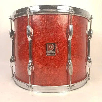 Premier 12x14" Marching Tenor Tom Tambor Rojo Brillo 3 Capas Abedul Báltico De Colección Años 60 Foto 1 de 4