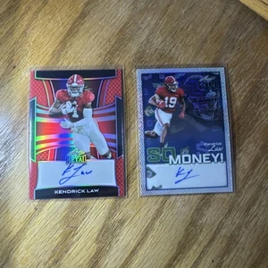 (2) Kendrick Law 2025 Leaf Metal Football Prospect RC Auto Blue Mojo /4, Red - Bild 1 von 3