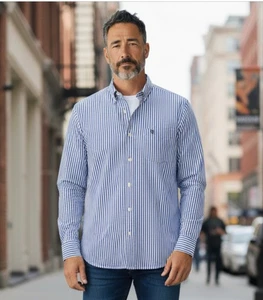 American Living Mens XL Pinstriped Button Down Long Sleeve Shirt 100% Cotton - Picture 1 of 7