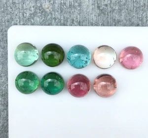 Exquisite multi tourmaline cabochon wonderful color 9 pieces round 25.75 carat - Picture 1 of 4