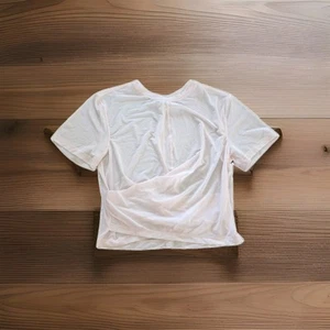 Lululemon Women's Semi Sheer Pink Wrap Cross Crop Front Top Sz 6 - Picture 1 of 5