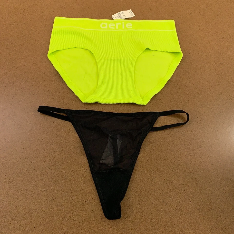 Panty de mujer Aerie talla mediana verde lima boybrief negro tanga en G 2 piezas nuevo con etiquetas Foto 1 de 4