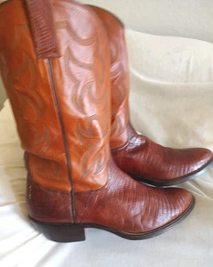 GREAT WESTERN BOOTS MENS EXOTIC LIZARD LEATHER COWBOY BOOTS, SIZE 10- 10.5 D - Picture 1 of 8