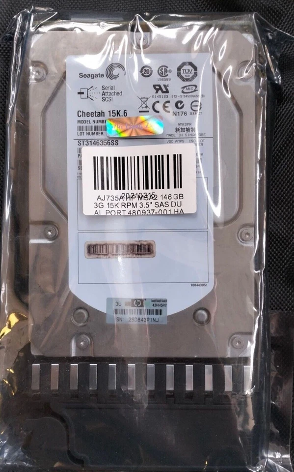 480937-001 481271-001 146GB 15K 3G 3.5" SAS Dual Port Hard Drive AJ735A - Image 1 of 4
