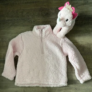 Girl’s Sherpa 1/4 Zip Pullover & Unicorn Princess Purse - Picture 1 of 6