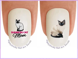 Nail Art 2054 CATS Siamese Cat MOM WaterSlide Nail Decals Transfers Stickers - Picture 1 of 2