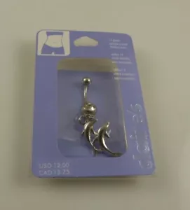 delfini nuoto anello ombelico, piercing, gioielli corpo ombelico chiaro navale - Foto 1 di 6