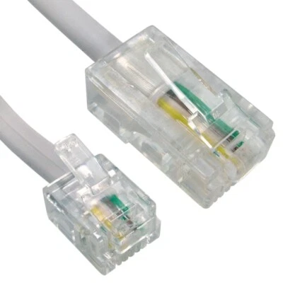 10m RJ11 to RJ45 Ethernet Telephone Cable 8P4C 6P4C ASDL Patch Lead WHITE - Image 1 of 3