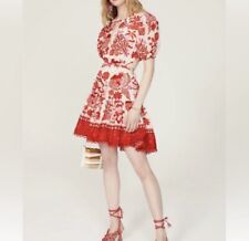 EUC FARM Rio Red Tiles Mini Dress Floral Print Size Medium