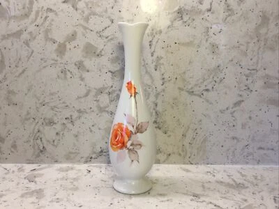 Toscany Collection Bone China Bud Vase Orange Rose 8" tall Japan - Image 1 of 4