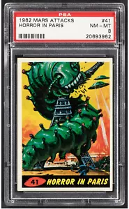 1962 TOPPS MARS ATTACKS CARD #41 HORROR IN PARIS, PSA 8 NM-MT - Picture 1 of 2