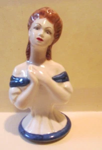 Antique Victorian Porcelain CERAMIC GLASS Half Doll Lady Bust Figure FIGURINE - Picture 1 of 13