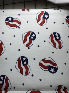 18”x21”FQ Patriotic Hearts Flags Cotton Fabric Masks Quilt Red Wh Blue USA 0074 - Picture 1 of 3