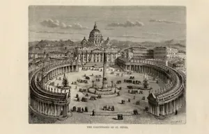 1875 ROMA OTTOCENTESCA = PIAZZA SAN PIETRO = Stampa Antica = Old Print - Imagen 1 de 1