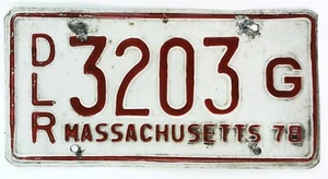 Placa de licencia original de distribuidor Massachusetts 1978 DLR 3203 G envío gratuito - Imagen 1 de 1