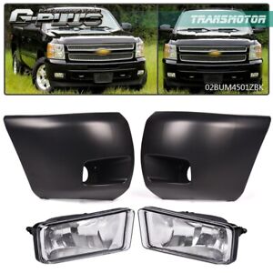 Fit For 2007-2013 Chevrolet Silverado 1500 Front Bumper End Caps + Fog Lights