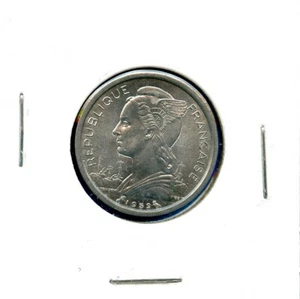 1959 French Somaliland 1 Franc 1F Uncirculated Lyre #56 Antelope Coin KM#8 - Picture 1 of 3