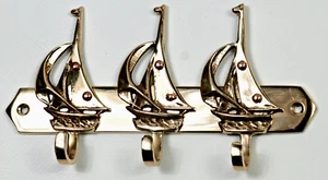Haken Messing Segelboot Handtuchhaken maritime Wandhaken Schlüsselhaken 16x8,8cm - Bild 1 von 3