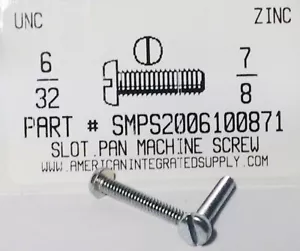 #6-32x7/8 Pan Head Slotted Machine Screws Steel Zinc Plated (1000) - Picture 1 of 1
