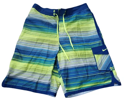 Nike Board Shorts Men's Small Blue Yellow Gray Trunks Swimsuit Swimwear Bottoms - Image 1 of 4