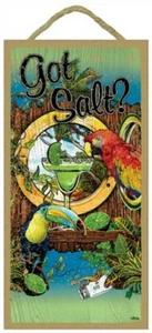 Got Salt? With Parrots & Margarita Bar Beach Ocean Pool 10"x5" NEW Sign A58 - Picture 1 of 3