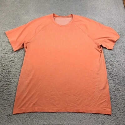 Lululemon Metal Vent Tech 2.0 衬衫男式 2XL 橙色性能圆领 SS — 第 1/4 张图片