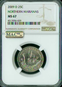 2009 D NORTHERN MARIANAS QUARTER NGC MS67 PQ BUSINESS STRIKE MAC SPOTLESS * - Picture 1 of 2