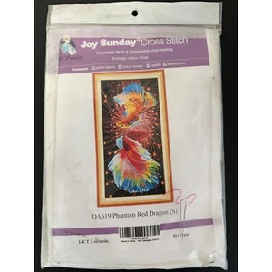 Joy Sunday Stamped Cross Stitch Kit “Phantom Red Dragon” DA619 Fish NEW - Picture 1 of 4