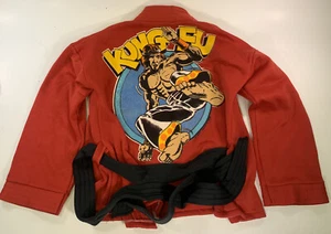 Vintage 80s Kung Fu Kids Bath Robe Shirt Shirt Size 8Y Red 1988 - Picture 1 of 7
