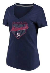 (NEW) Women's Majestic Washington Nationals Cling to the Lead V-Neck T-Shirt - Picture 1 of 1