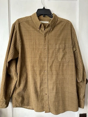 Knightsbridge Cotton Corduroy Button Up Shirt Mens M Brown Plaid - Image 1 of 4