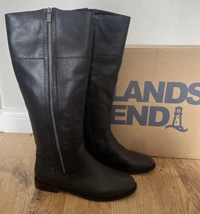 Lands End Women’s Leather Unique Riding Boots UK 5.5 Wide Brand New in Box - Picture 1 of 15