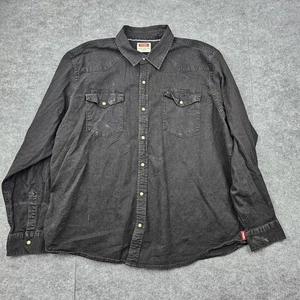 Camicia Wrangler uomo 2XL nera western perla snap denim manica lunga cowboy rodeo - Foto 1 di 5