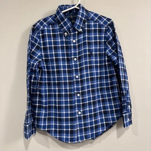 Ralph Lauren Boys Button Up Shirt Cotton Blue Plaid Sz 5 Long Sleeve - Picture 1 of 6