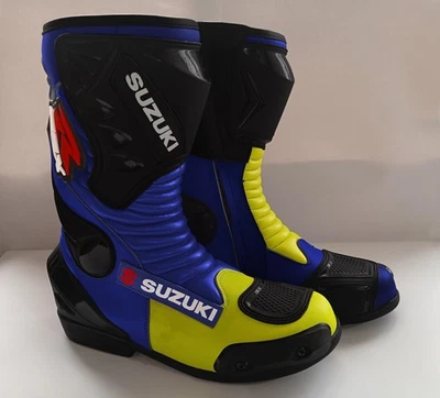 SUZUKI GSXR Corsa Stivali in Pelle da Moto Uomo Stivali da Motociclista in Pelle - Immagine 1 di 2