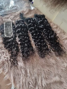 12A CABELLO HUMANO VIRGEN BRASILEÑO ONDAS DE AGUA 18+20+22&16 PULGADAS 2X6 HD CIERRE DE ENCAJE - Imagen 1 de 8