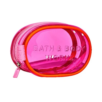 NOVA BOLSA DE BELEZA MAQUIAGEM TRANSPARENTE ROSA GELÉIA BATH & BODY WORKS BOLSA COSMÉTICA CLUTCH - Imagem 1 de 4