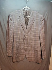 Canali Wool Blazer Jacket Men's EU 54 US 44R Brown Check Pattern Italy Made - Picture 1 of 8